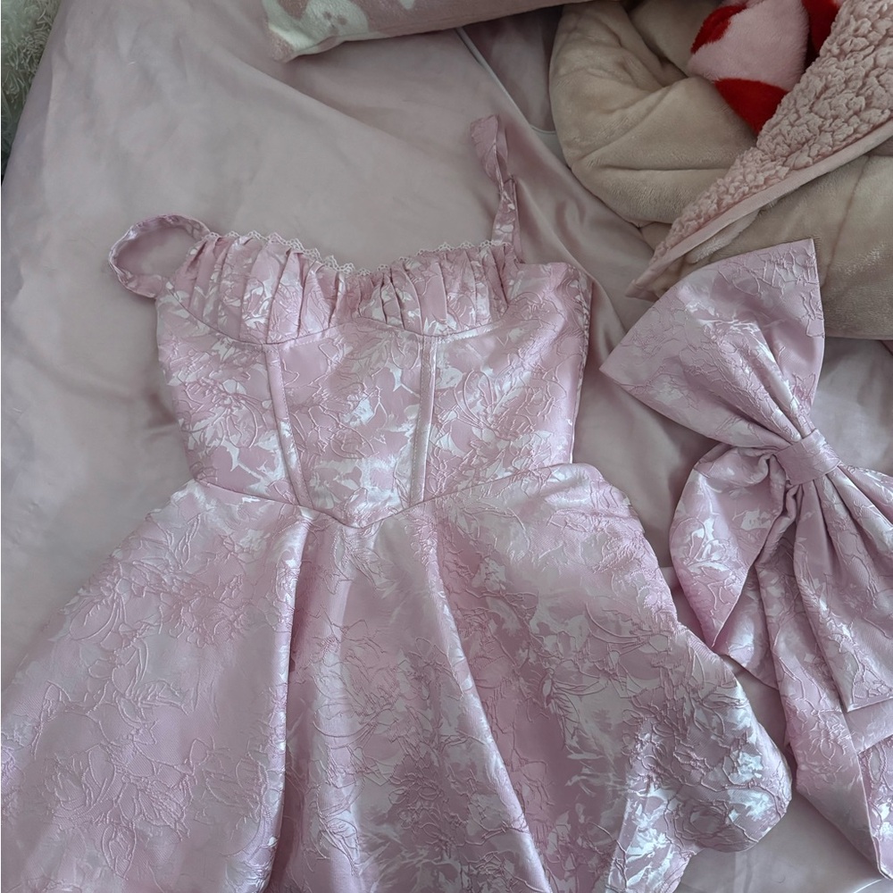 Pink Floral Dress with Bow